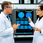 A diverse team of professional engineers in modest, clean lab coats and safety glasses, standing in a brightly lit, modern Small Modular Reactor (SMR) facility. They are observing a large, sleek modular reactor component, with digital displays showing operational data in the background. The scene emphasizes precision engineering and safe energy production. The individuals display perfect anatomy, correct proportions, and natural poses. Well-formed hands, proper finger count, natural body proportions. Fully clothed, appropriate attire, professional dress, safe for work, appropriate content, family-friendly, high-resolution professional photography.