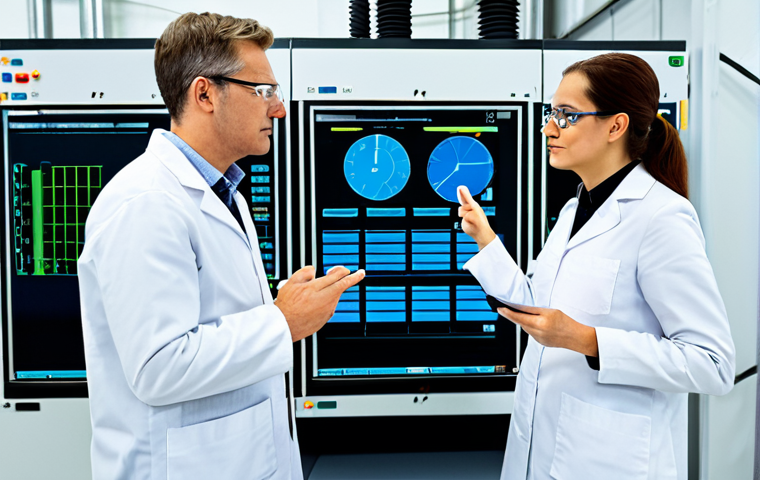 A diverse team of professional engineers in modest, clean lab coats and safety glasses, standing in a brightly lit, modern Small Modular Reactor (SMR) facility. They are observing a large, sleek modular reactor component, with digital displays showing operational data in the background. The scene emphasizes precision engineering and safe energy production. The individuals display perfect anatomy, correct proportions, and natural poses. Well-formed hands, proper finger count, natural body proportions. Fully clothed, appropriate attire, professional dress, safe for work, appropriate content, family-friendly, high-resolution professional photography.