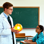 원자력 발전 기술의 교육 사례 - Explaining Nuclear Fission**

"A brightly lit classroom scene, a friendly science teacher (male, ful...
