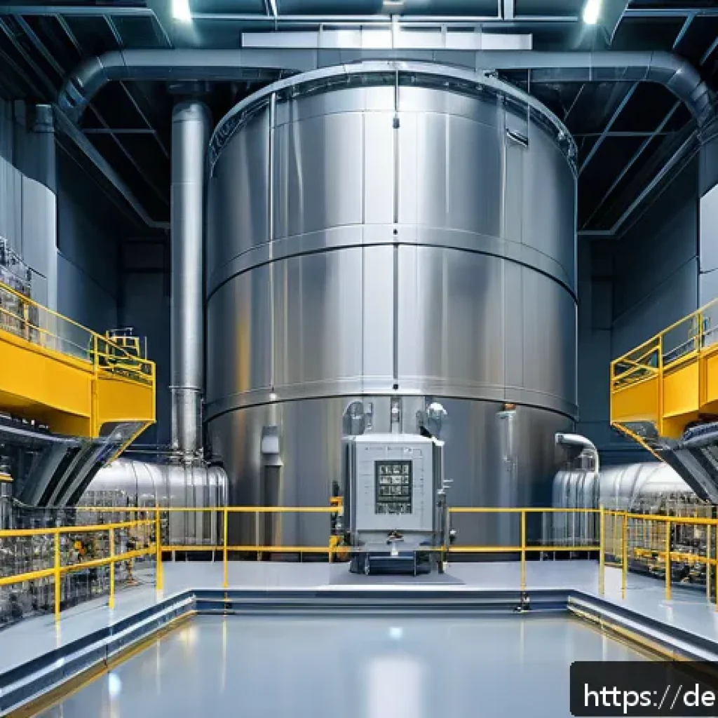 원자력 발전소 실습 체험기 - A highly detailed cross-sectional illustration of a modern pressurized water nuclear reactor (PWR) i...