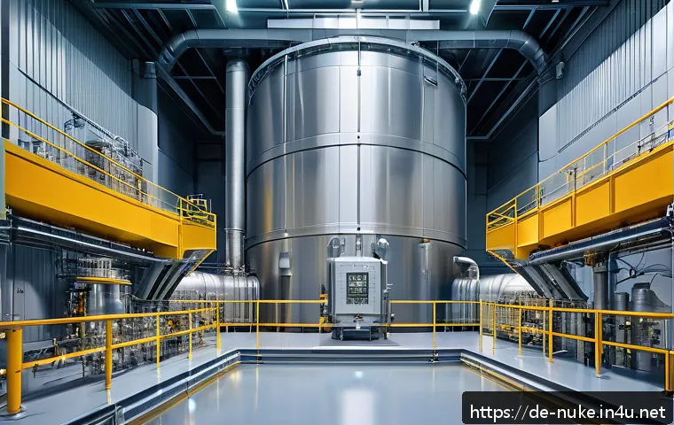 원자력 발전소 실습 체험기 - A highly detailed cross-sectional illustration of a modern pressurized water nuclear reactor (PWR) i...
