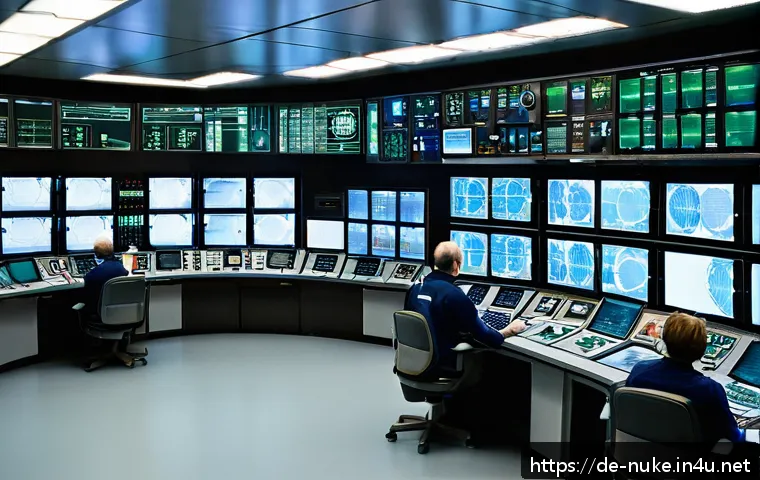 원자력 발전소의 법적 규제 - A highly detailed, realistic interior view of a German nuclear power plant control room during a saf...